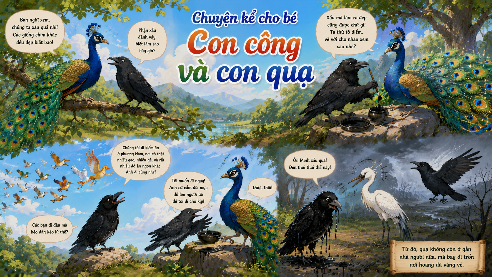 Chuyện kể cho bé Con công và con quạ