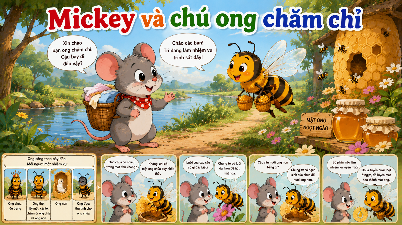Chuyện kể cho bé Mickey và chú ong chăm chỉ